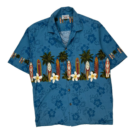 Made In Hawaii USA Pacific Legend Graphic Hawaiian Shirt - XL Blue Cotton