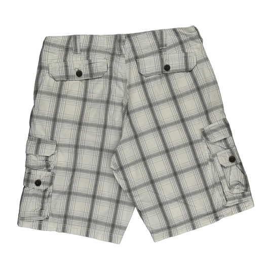 Lee Checked Cargo Shorts - 36W 11L White Cotton
