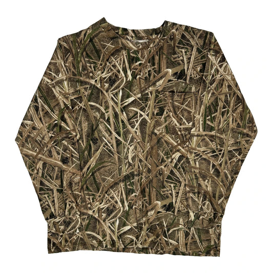 Rustic Ridge Camo Long Sleeve T-Shirt - Large Camo Cotton