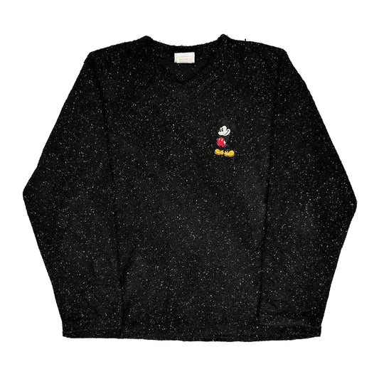 Made In USA Mickey Mouse Disney Cartoon Jumper - Large Black Acrylic Blend