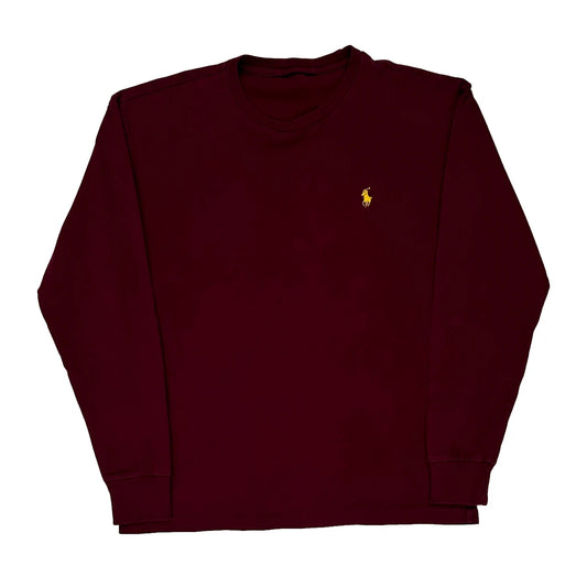 Polo By Ralph Lauren Long Sleeve T-Shirt - Medium Burgundy Cotton