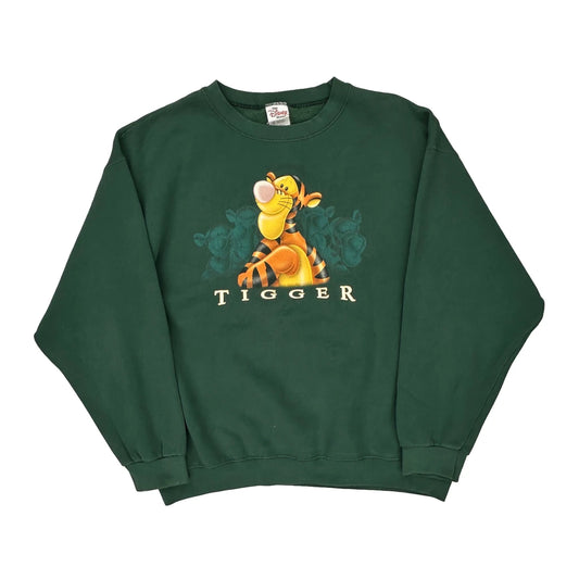 Made In Usa Tigger Disney Sweatshirt - 2XL Green Cotton