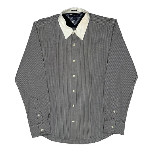 Vintage Tommy Hilfiger Slim Fit Shirt - Large Black & White Cotton