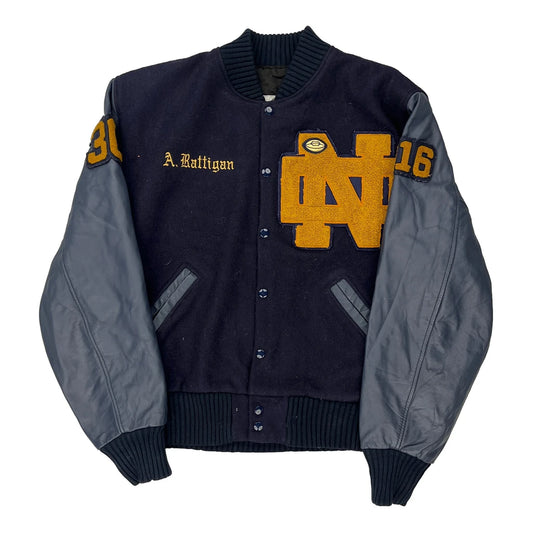 Made In USa Notre Dame Knights Albion Varsity Jacket - Large Navy Polyester