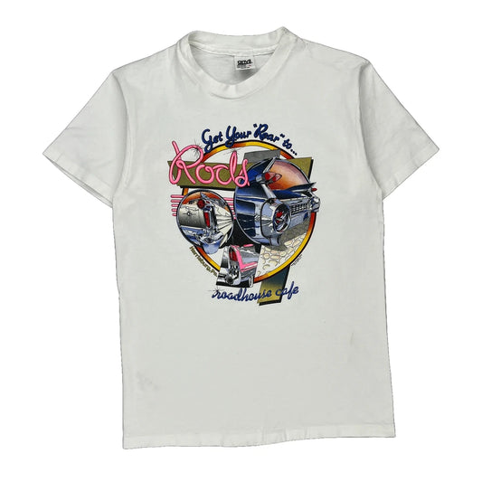 Single Stitch Roadhouse Cafe Anvil Graphic T-Shirt - Large White Cotton