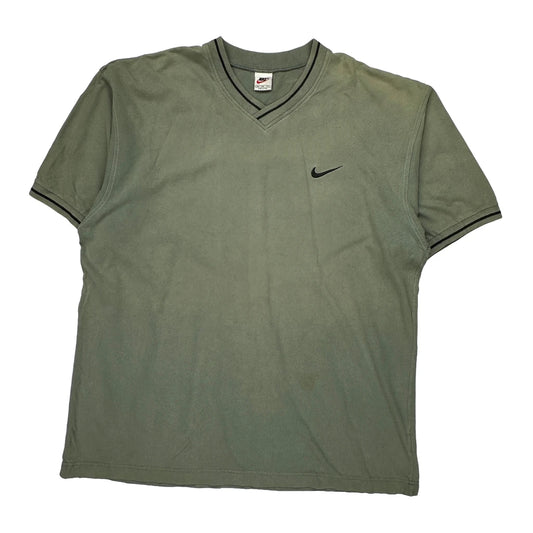 Nike V-Neck T-Shirt - XL Green Cotton