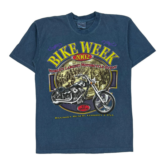 Bike Week 2002 All Sport Events Graphic T-Shirt - Medium Blue Cotton