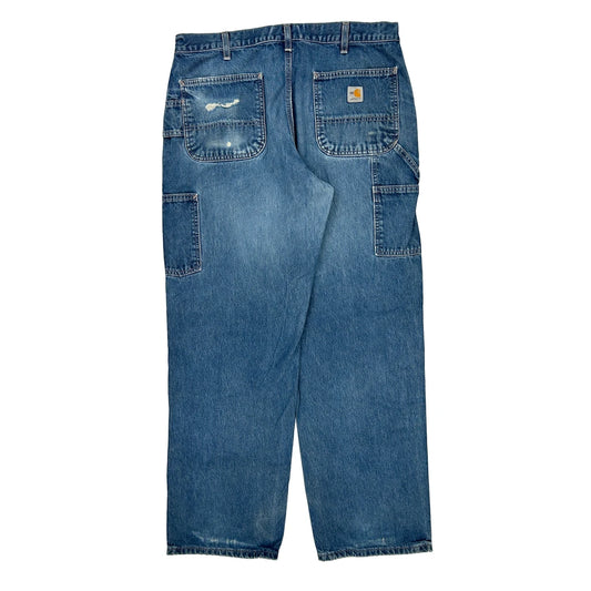 Carhartt Double Knee Carpenter Jeans - 36W 32L Blue Cotton