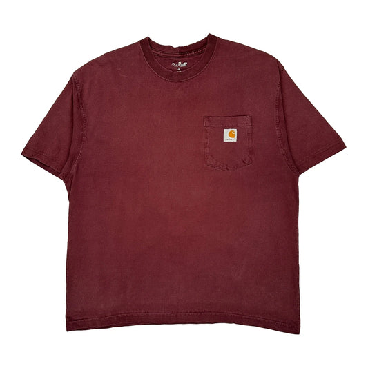Carhartt T-Shirt - Large Burgundy Cotton