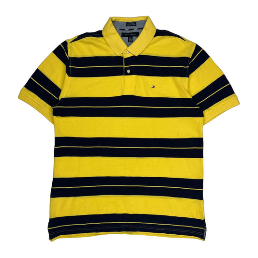 Vintage Tommy Hilfiger Striped Polo Shirt - XL Yellow Cotton