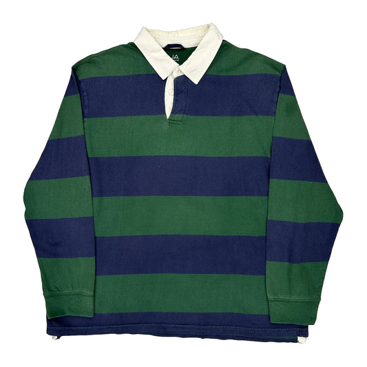 John Ashfield Striped Rugby Shirt - XL Blue Cotton