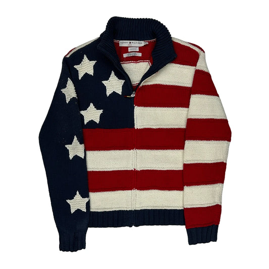 Stars and Stripes Tommy Hilfiger Striped Zip Up - Small Multicoloured Cotton