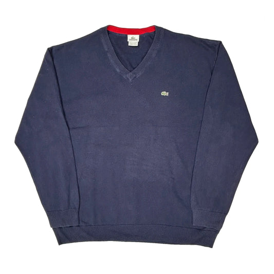 Lacoste V-Neck Jumper - 3XL Navy Cotton