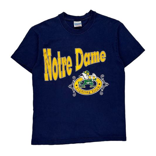 Notre Dame Hanes Single Stitch T-Shirt - Large Navy Cotton