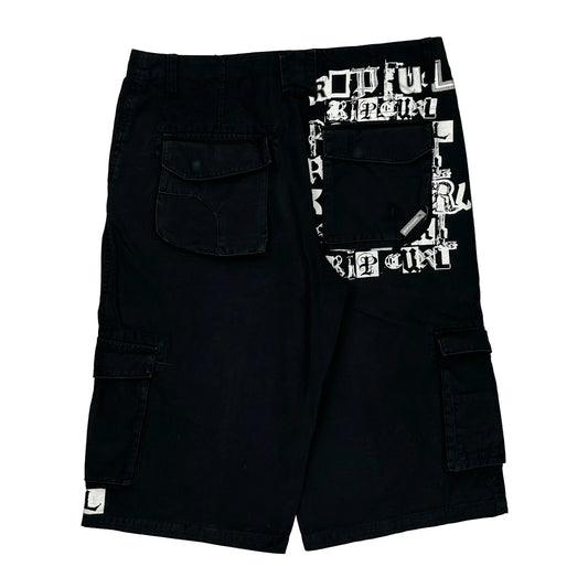 Rip Curl Graphic Cargo Shorts - 38W 16L Black Cotton