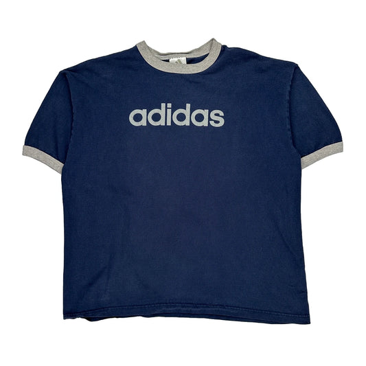 Adidas T-Shirt - Large Blue Cotton