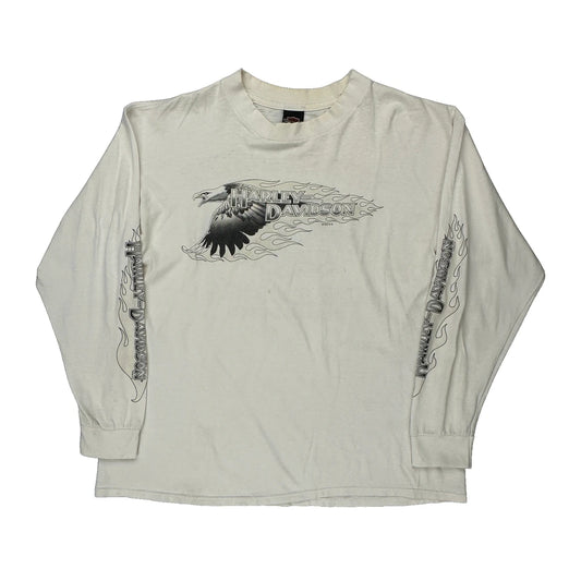 Westminster California Harley Davidson Graphic Long Sleeve T-Shirt - XL Cream Cotton