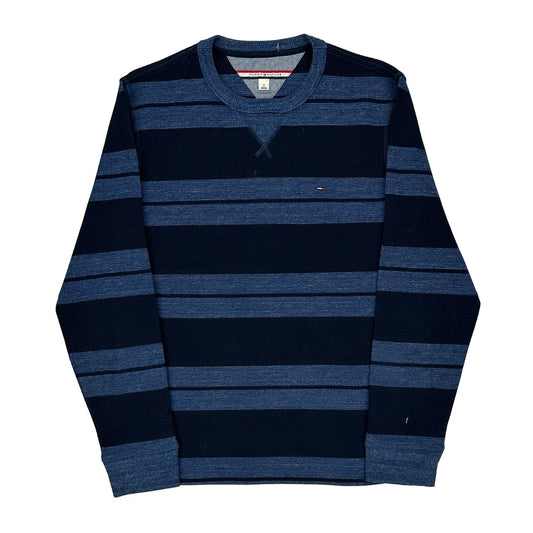 Tommy Hilfiger Striped Jumper - Medium Blue Cotton