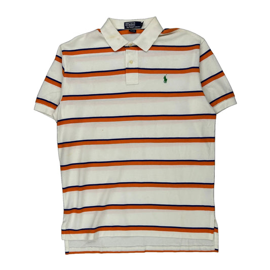 Polo By Ralph Lauren Striped Polo Shirt - Large Blue Cotton