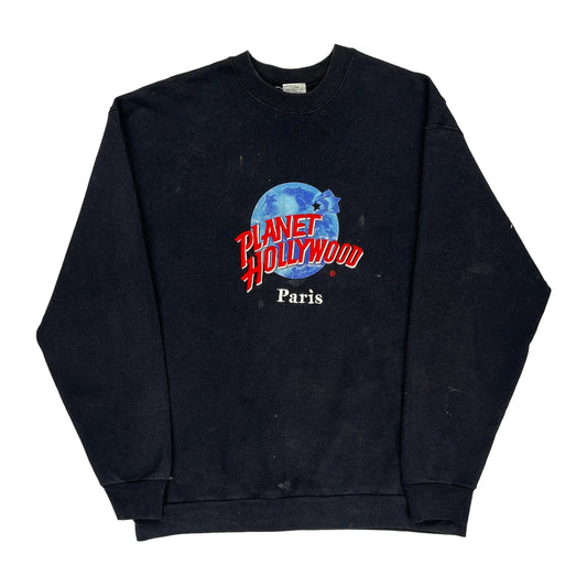 Made In Usa Paris Planet Hollywood Sweatshirt - XL Black Cotton Blend