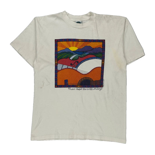 Music Keeps The World Amazing Tradewinds Single Stitch T-Shirt - Large White Cotton