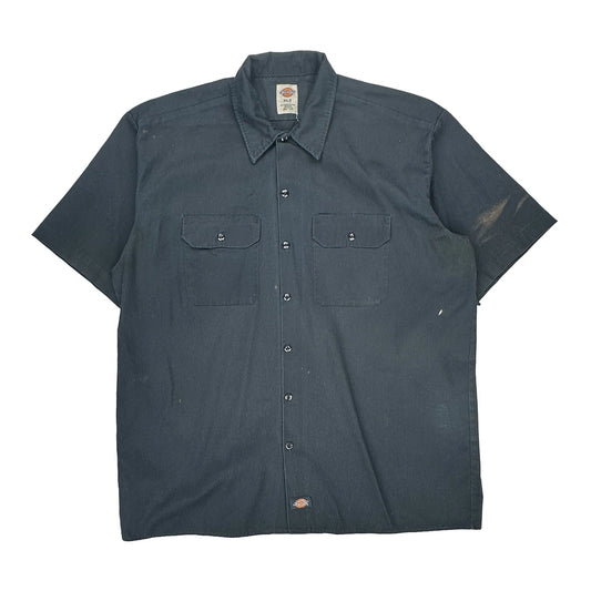 Dickies Short Sleeve Shirt - XL Blue Polyester Blend