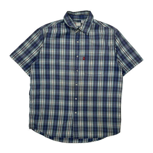 Levis Checked Short Sleeve Shirt - Medium White Cotton