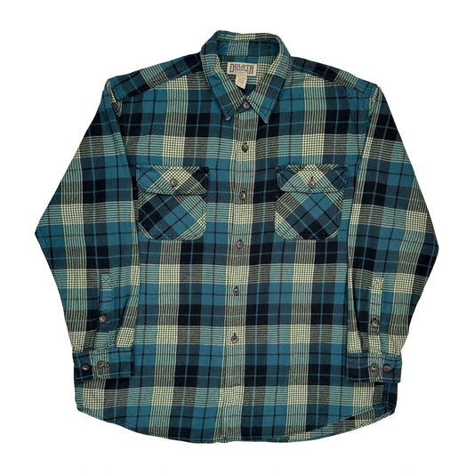 Duluth Checked Flannel Shirt - XL Blue Cotton