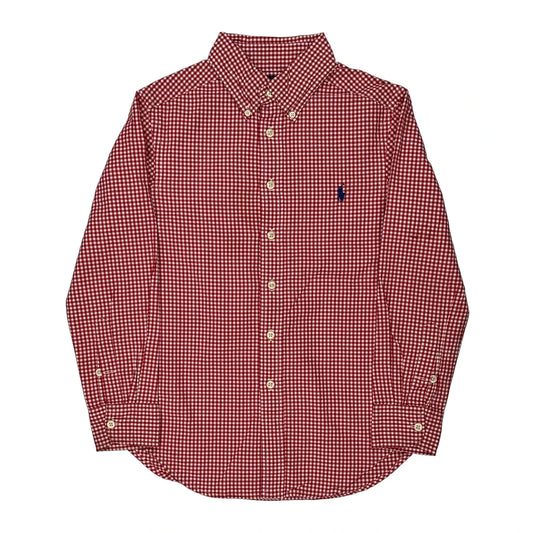 Age 8 Ralph Lauren Checked Cord Shirt - Small Red Cotton