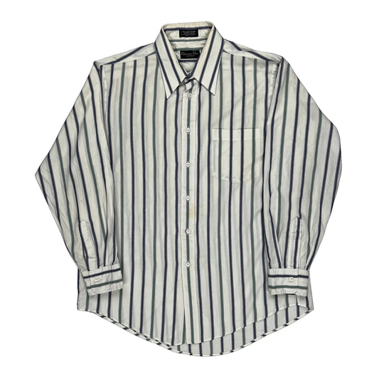 Christian Dior Striped Shirt - Large Blue Cotton Blend