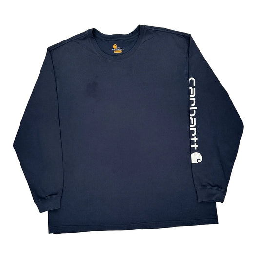 Carhartt Long Sleeve T-Shirt - 2XL Navy Cotton