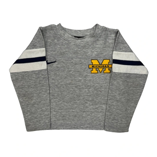 Age 6 Michigan Nike College Long Sleeve T-Shirt - Small Grey Cotton