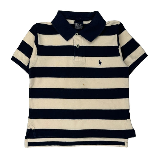 Age 4 Polo By Ralph Lauren Striped Polo Shirt - XS Cream Cotton