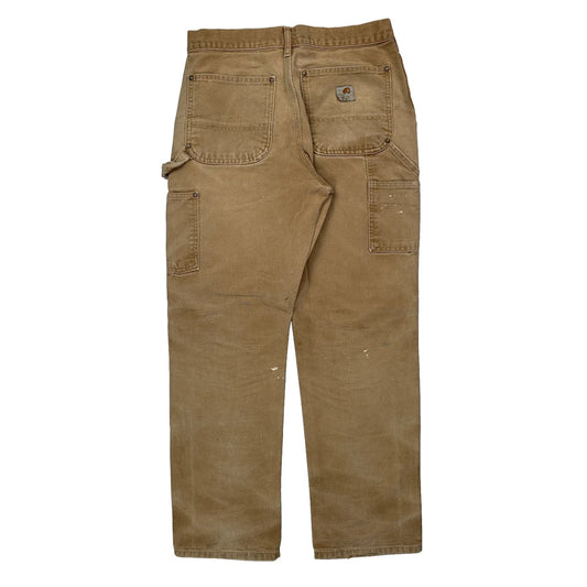 Made In USA Carhartt B01 Brn Double Knee Carpenter Trousers - 30W 31L Brown Cotton