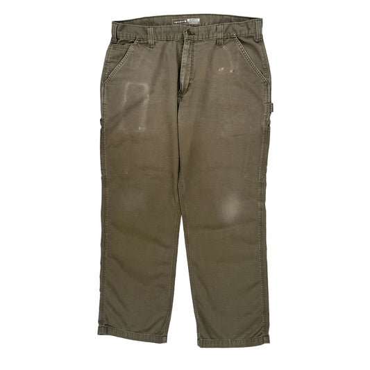 Workwear Carhartt Carpenter Trousers - 36W 28L Khaki Cotton
