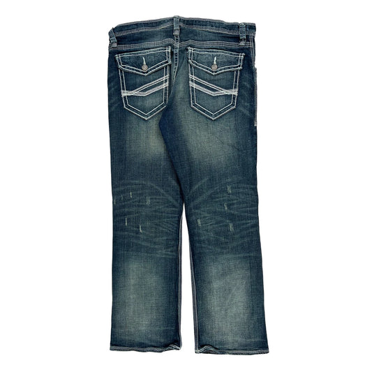 Bke Contrast Stitch Jeans - 36W 31L Dark Wash Cotton Blend