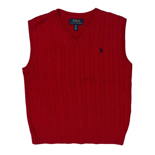 Vintage Age 8 Polo By Ralph Lauren V-Neck Sweater Vest - Small Red Cotton