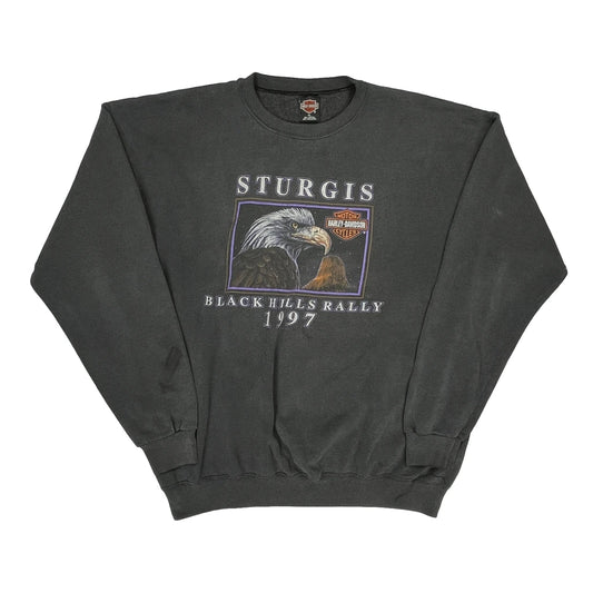Sturgis Black Hills Rally 1997 Harley Davidson Graphic Sweatshirt - XL Black Cotton Blend
