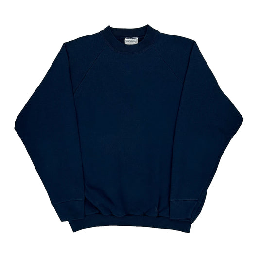 90S Blank Fruit Of The Loom Sweatshirt - XL Navy Cotton Blend