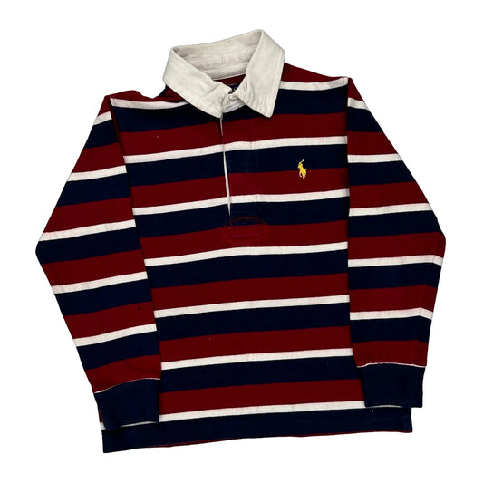 Age 4 Polo By Ralph Lauren Striped Rugby Shirt - Small Navy Cotton