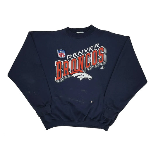 Denver Broncos Logo Athletics Nfl Sweatshirt - XL Navy Cotton