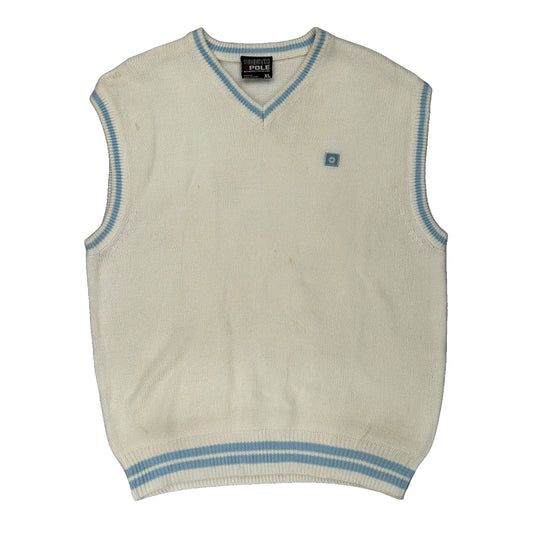 Southpole V-Neck Sweater Vest - XL Cream Cotton