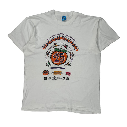 Peachtree Road Race Fruit Of The Loom Graphic T-Shirt - XL White Cotton
