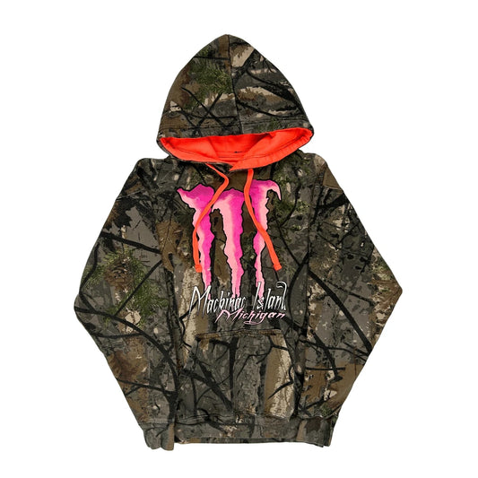Mackinac Island Michigan Unbranded Camo Hoodie - Small Orange Cotton Blend