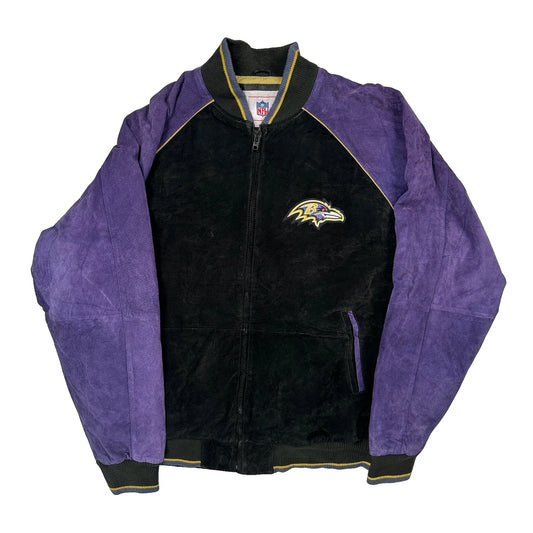Baltimore Ravens Nfl Football Bomber Jacket - 2XL Black Suede