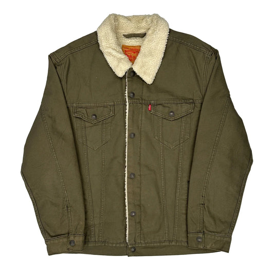 Levis Sherpa Lined Denim Jacket - 2XL Green Cotton