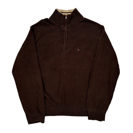 Tommy Hilfiger 1/4 Zip - 2XL Brown Cotton