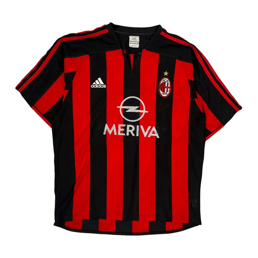 2003-04 A.C. Milan Adidas Home Football Shirt - Medium Black Polyester