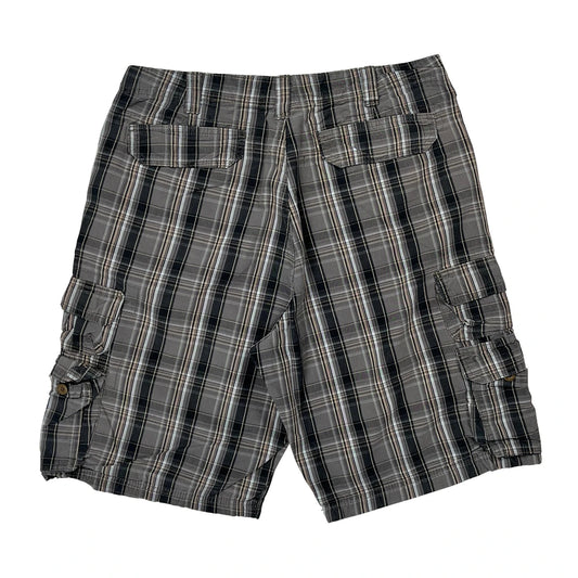 Vintage Lee Checked Cargo Shorts - 32W 11L Grey Cotton
