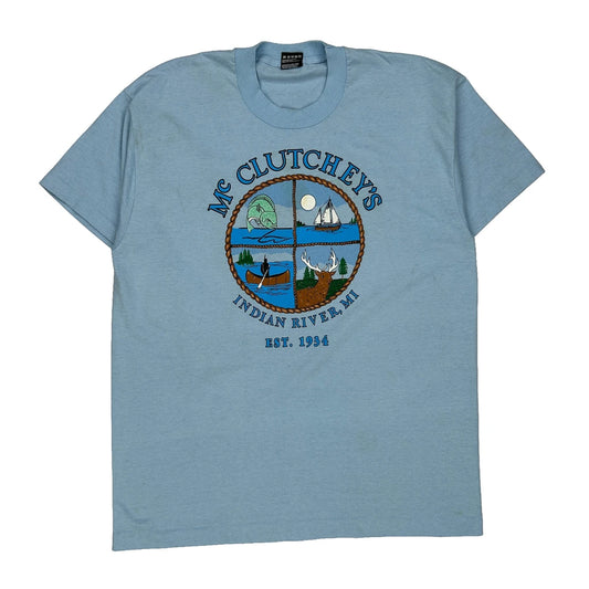 Made In USA Single Stitch Indian River, Mi Fruit Of The Loom Graphic T-Shirt - XL Blue Cotton Blend